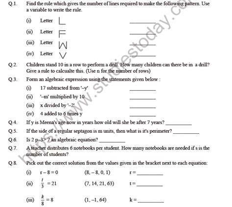 Grade 6 Maths Worksheets With Answers