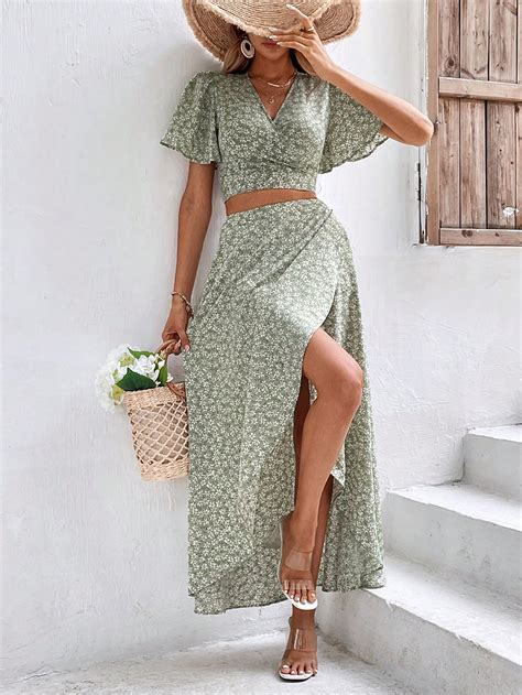 SHEIN Frenchy Boho Vrolijke Bloemetjes Dames Tweedelige Outfits