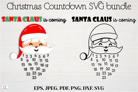 Christmas Calendar Svg Santa Claus Christmas Countdown Svg Bundle Ch