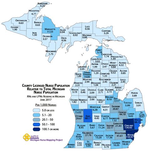 Michigan Nurse Mapping Licensed Nurse Population Density By County In