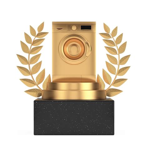 Premium Photo Winner Award Cube Gold Laurel Wreath Podium Stage Or