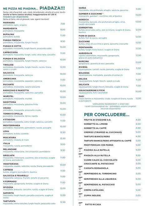 Menu Da Oasi Bar Ristorante Punta Marina