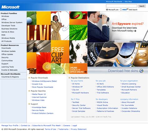 Microsoft In 2005 Web Design Museum