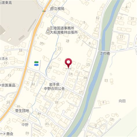 〒022 0006 岩手県大船渡市立根町中野 の地図 Mapfan