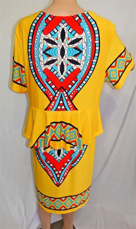 Magic Women Plus Size 1x 2x 3x Elegant Yellow Red Dashiki Work Casual