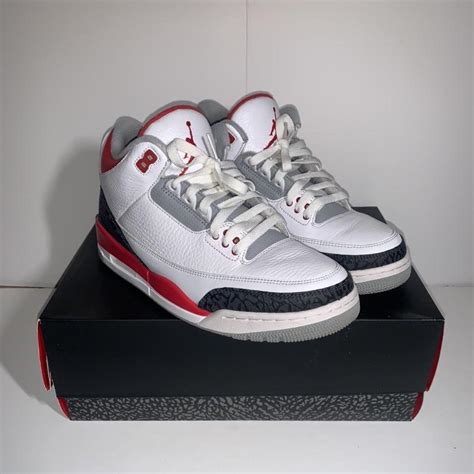 Air Jordan 3 Retro ⚪️🔴 White/Fire Red- Silver Black... - Depop