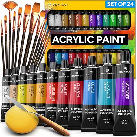 Komplett Acrylfarben Set 24х Reichhaltige Pigment Farben 12 x Art