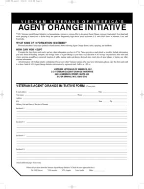 Fillable Online Vva Agent Orange Initiative Form Vietnam Veterans Of