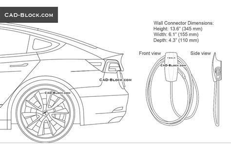 Tesla Wall Connector Autocad Drawing