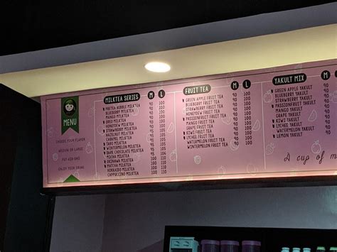 Menu At Pretea Milktea Cafe Iloilo City