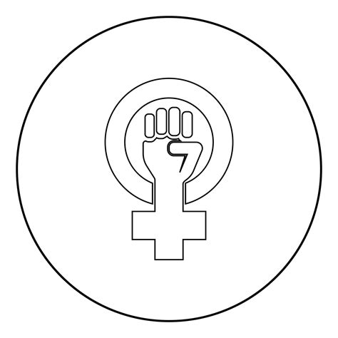 Symbol Of Feminism Movement Gender Women Resist Fist Hand In Round And