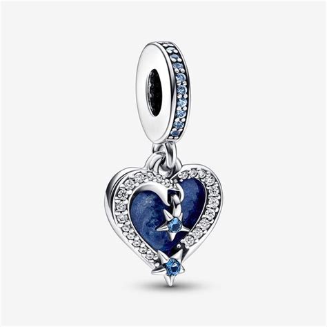 Celestial Shooting Star Heart Double Dangle Charm Pandora Bracelet