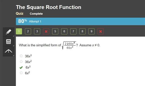 What Is The Simplified Form Of Startroot Startfraction 72 X Superscript 16 Baseline Over 50 X