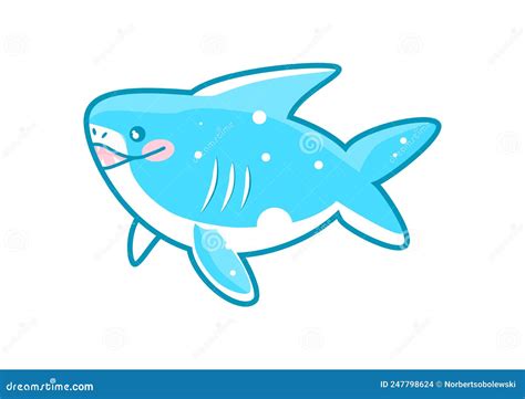 Kawaii Shark Seamless Pattern Cute Funny Fish Nautical Background With