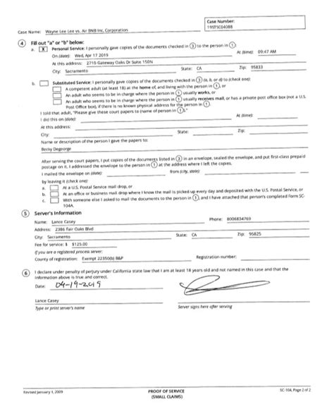 How To Complete A California Small Claims Court Proof Of Service Form