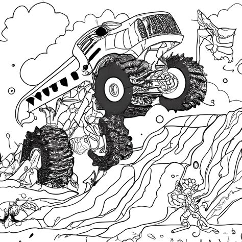 P Gina Para Colorear De Monster Truck Competition Crush Creative Fabrica