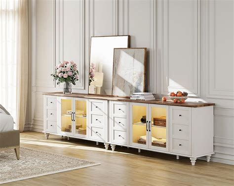 Amazon WAMPAT Sideboards Storage Cabinets With Glass Doors