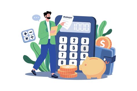 Man Calculating Project Budget Illustration Concept On White Background