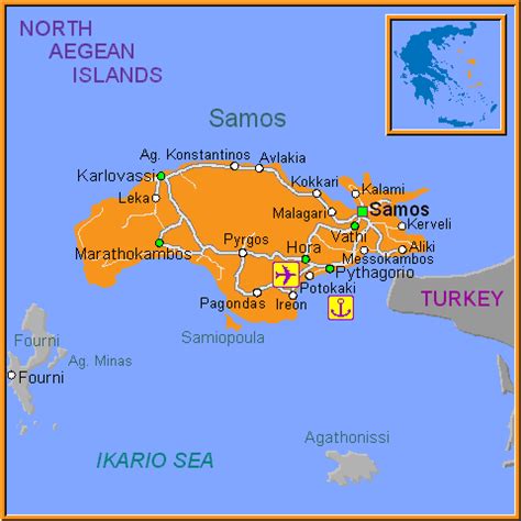 Map of Samos - Samos Greek Island Map