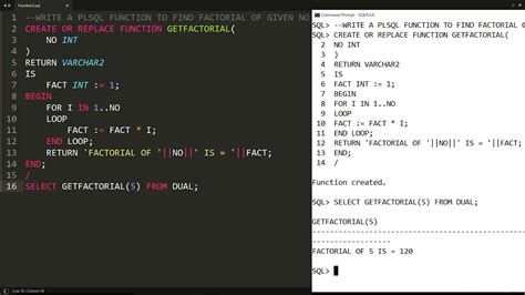 PLSQL Function To Find Factorial Of Given No User Defined Function