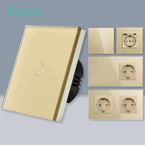 Bseed 1 2 3gang Touch Switch 1way Type C Usb Wall Sockets Eu Standard Light Switch