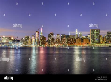 New York City Skyline View From Gantry Park Long Island City Queens