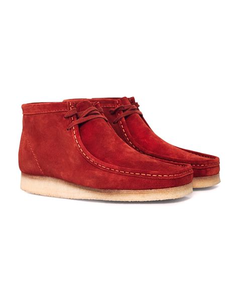 Lyst Clarks Wallabee Suede Chukka Boots In Red For Men