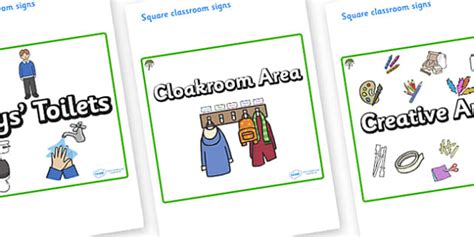 Free Rowan Tree Themed Editable Square Classroom Area Signs Plain