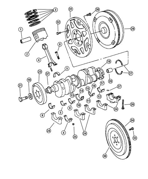 Dodge Ram 1500 Torque Converter Crankshaft Piston Eml 04736591