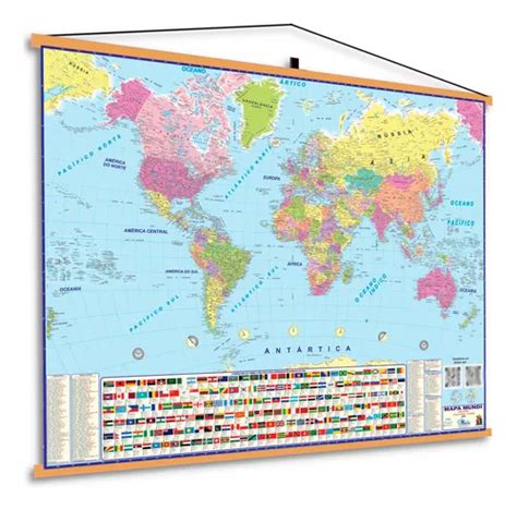 Mapa Mundi Planisfério Globo Mundo Geográfico Banner Poster Politico