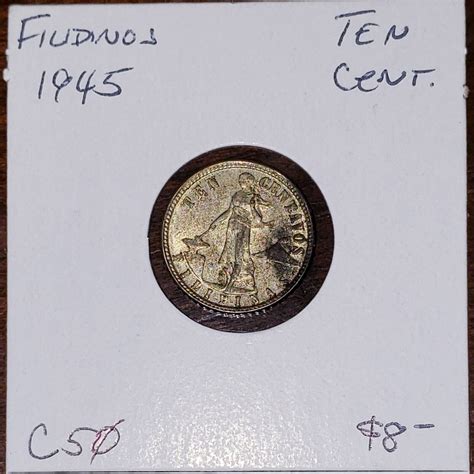 1945 D Usa Filipinas Philippines Ten 10 Centavos Coin C50 Ebay