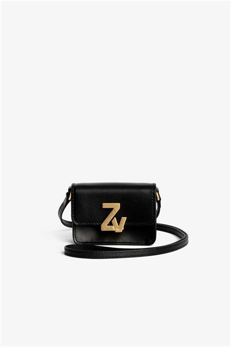 Sac Portefeuille Zv Initiale City Grigri Cuir Charm Noir Femme Zadig