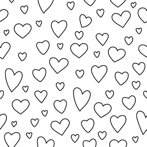 Patrón transparente de vector blanco y negro con pequeños corazones