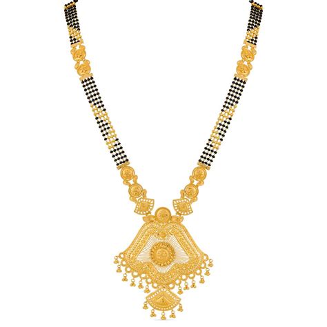 Yellow Gold Finish Round Design 22Kt Gold Mangalsutra Gold Reliance