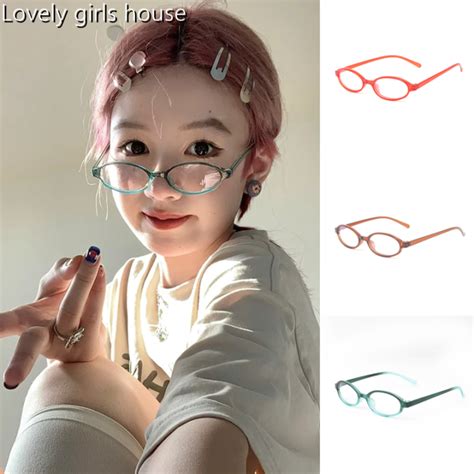 Lovely Girls House♡】ins Style Y2k Retro Small Frame Oval Gradient Fashion Glasses For Women