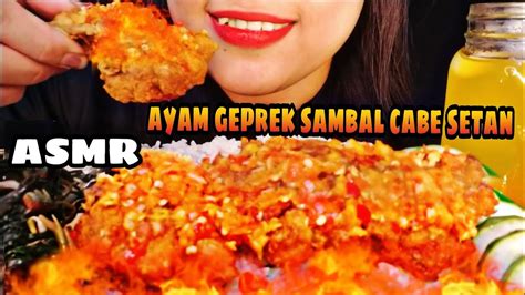 Asmr Ayam Geprek Sambal Cabe Setan🔥🥵 Pedasnya Bikin Bibir Jontor‼️