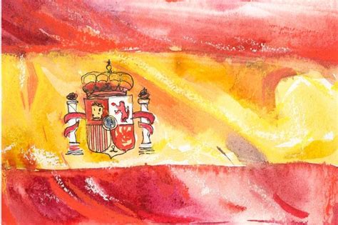 Spain Flag Watercolor Illustration