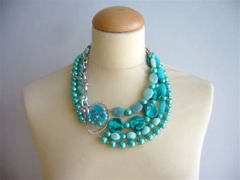 Chunky Turquoise Necklace Statement Style Wedding Necklace