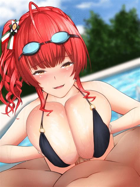 Rule 34 1boy Ahoge Animated Animated Asymmetrical Hair Azur Lane Bangs Bikini Black Bikini