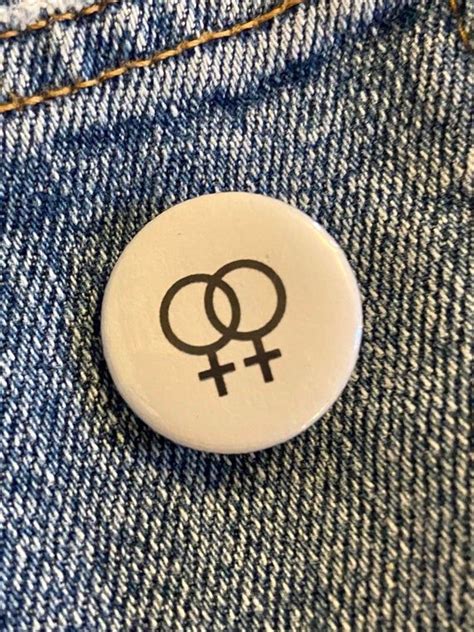 1 Lesbian Symbol Button Badge With Personalisation Etsy 3d Face Button Badge Lgbtq Lesbian