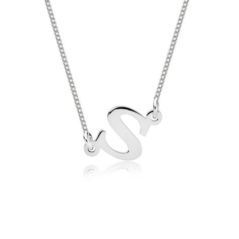 Sideways Initial Necklace Small Sideways Letter Pendant