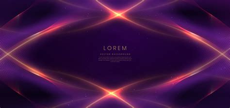 Luxury Dark Purple Background With Golden Line Curved And Lighting