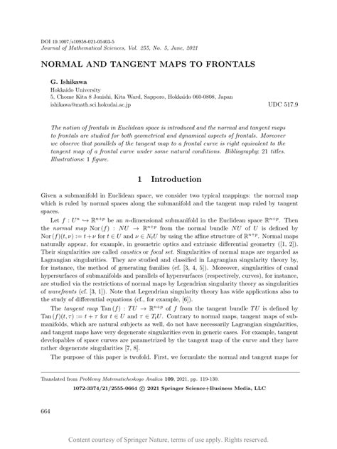 Normal And Tangent Maps To Frontals Request PDF