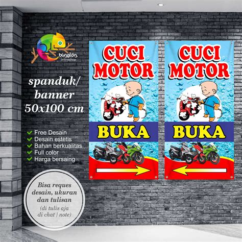 Spanduk Banner Plang Cuci Motor Depan Belakang Lazada Indonesia