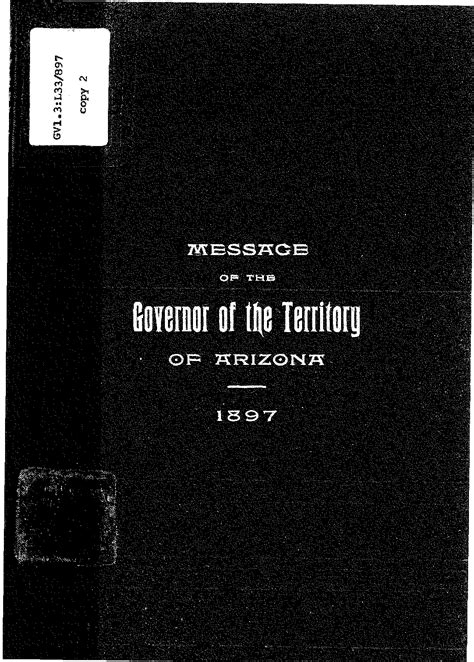 Biennial Message Of Benjamin J Franklin Governor Of Arizona Territory