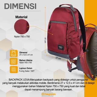 Jual Heylook Official Free Raincover Backpack Lexa Tas Ransel