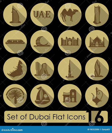 Set Of Dubai Icons Stock Vector Illustration Of Graphic 98352086