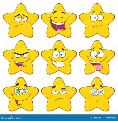 La Historieta Amarilla Divertida Emoji De La Estrella Hace Frente Al