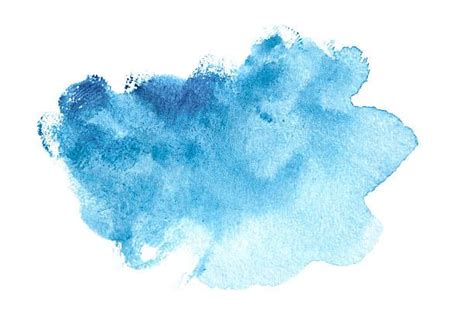 Blue Ink Smudges On White Paper With Watercolor Paint In The Center And