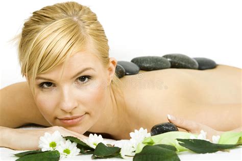 Massage With The Hot Stones Spa Stock Image Image Of Calm Beauty